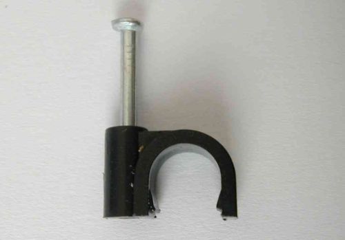 7mm Round Black Cable Clips with Fixing Nail (100 Pack)