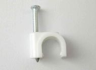 7mm Round White Cable Clips with Fixing Nail (100 Pack)