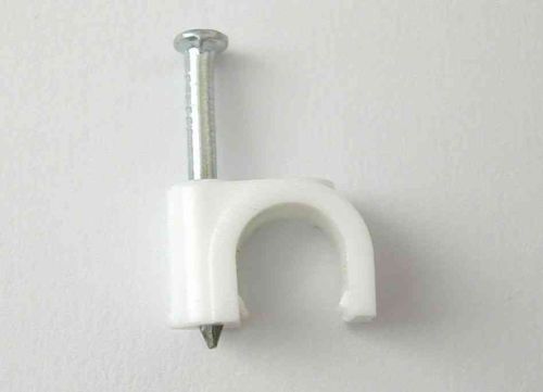 7mm Round White Cable Clips with Fixing Nail (100 Pack)