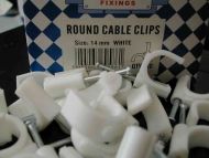 14mm Round White Cable Clips with Fixing Nail (50 Pack)