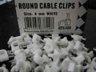 4mm Round White Cable Clips with Fixing Nail (100 Pack)