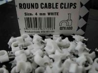 4mm Round White Cable Clips (100 Pack)
