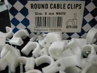 9mm Round White Cable Clips with Fixing Nail (100 Pack)