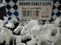 9mm Round White Cable Clips (100 Pack)