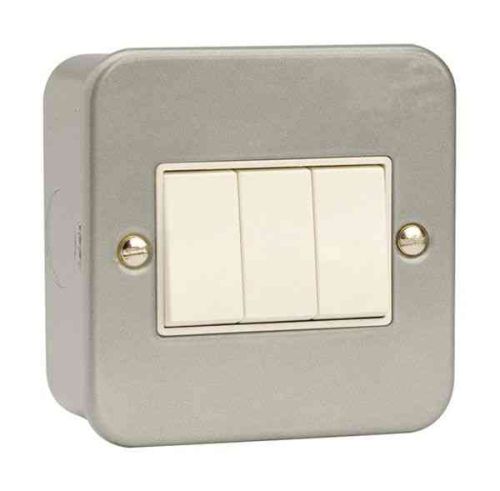 Metal Clad 3 Gang 2 Way Light Switch