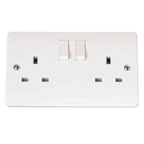 2 Gang 13A Plug Socket Outlet Switched