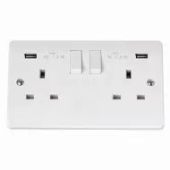 2 Gang 13A Switched Plug Socket Outlet With 2 x USB