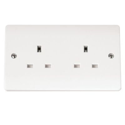2 Gang 13A Unswitched Plug Socket Outlet