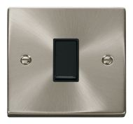 Satin Chrome 1 Gang 2 Way Light Switch (Black Insert)