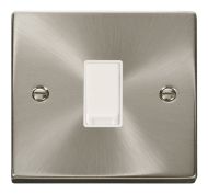 Satin Chrome 1 Gang 2 Way Light Switch (White Insert)