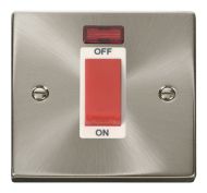 Satin Chrome 45A Cooker Switch With Neon (White Insert)
