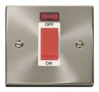 Satin Chrome 45A Cooker Switch With Neon (White Insert)