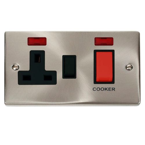 Satin Chrome Cooker Control Unit With Neon (Black Insert)