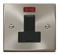 Satin Chrome 13A Switched Fused Spur Connection Unit (Black Insert)