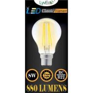 8W LED BC / B22 Clear Filament GLS Light Bulb