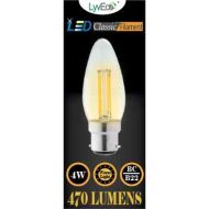 4W LED B22 / BC Clear Filament Candle Light Bulb