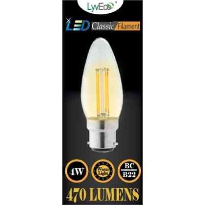 4W LED BC / B22 Clear Filament Candle Light Bulb