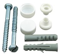 Toilet Pan Floor Fixing Kit With Screws, Plastic Plugs and Caps