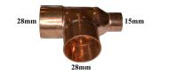 28mm x 15mm x 28mm End Feed Reducing Tee