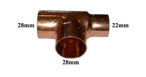 28mm x 22mm x 28mm End Feed Reducing Tee