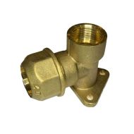 20mm MDPE x 1/2" BSP Brass Wall Plate Elbow for Outside Tap