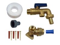 20mm MDPE Outside Tap Kit With Lever Double Check Valve Tap (Blue Handle)