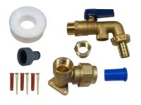 25mm MDPE Outside Tap Kit With Lever Double Check Valve Tap (Blue Handle)