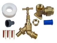 25mm MDPE Outside Tap Kit With Lockshield Bib Tap