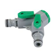 2 Way Garden Hose Tap Connector With Valves