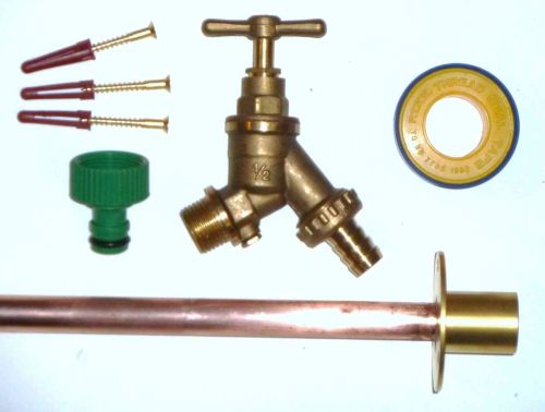 Outside Tap Kit With Through Wall Pipe / Backplate and Double Check