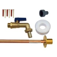 Lever Outside Tap Kit With Through Wall Pipe / Backplate (Blue Handle)