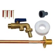Lever Outside Tap Kit With Through Wall Pipe / Plate and Double Check Valve | Blue Handle