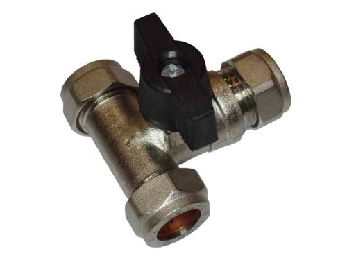 15mm Compression Tee With Isolation Valve