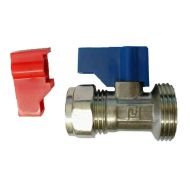 American Fridge Pipe Connector & Isolater 15mm T push fit to 6mm Shut Off Valve 