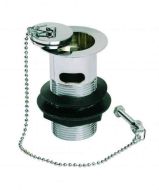 Bathroom Basin Waste With Chrome Plug & Chain - Slotted Tail