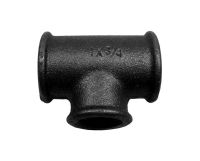 1" x 1" x 3/4" BSP Black Malleable Iron Reducing Tee