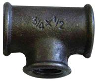 3/4" x 3/4" x 1/2" BSP Black Malleable Iron Reducing Tee