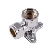 Chrome 15mm x 1/2" BSP Wall Plate Elbow for Outside Tap