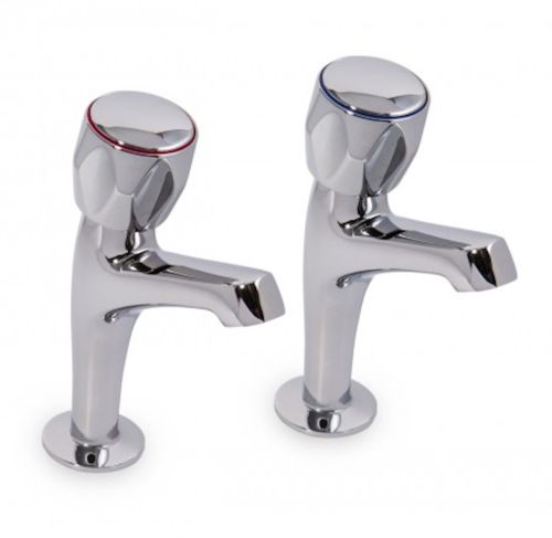 Contract High Neck Pillar Kitchen Sink Taps (Pair)