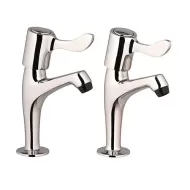 Lever High Neck Pillar Kitchen Sink Taps (Pair)