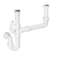 Double Bowl Kitchen Sink Plumbing Kit McAlpine SK2 (1 Appliance Spigot)