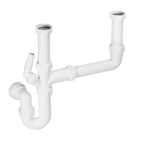 Double Bowl Kitchen Sink Plumbing Kit McAlpine SK2 (1 Appliance Spigot)