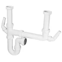 Double Bowl Kitchen Sink Plumbing Kit McAlpine SK2A (2 Appliance Spigots)