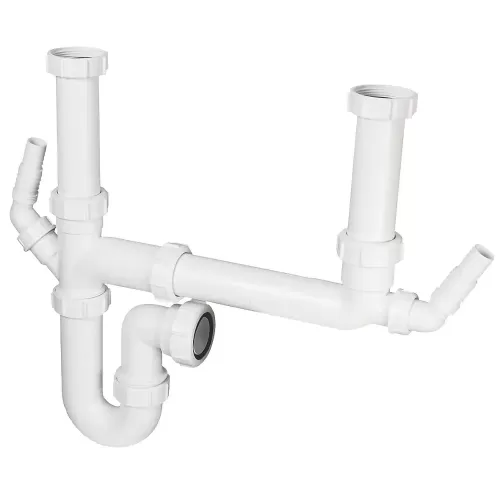 Double Bowl Kitchen Sink Plumbing Kit McAlpine SK2A (2 Appliance Spigots)