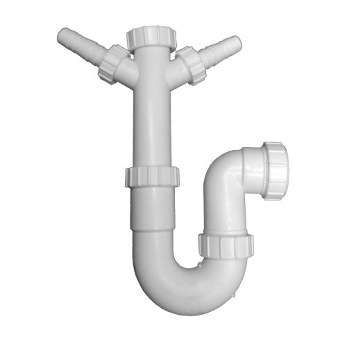 1-1/2" (40mm) P Trap With 2 Washing Machine Waste Pipe Spigot Connections
