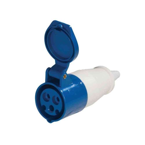 16A Blue Industrial In-line Socket IP44 3 Pin