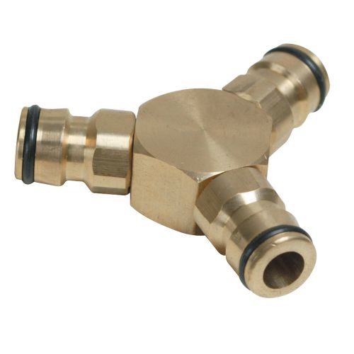 Brass 3-Way Garden Hose Quick Connector