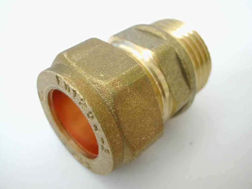 15mm Compression x 1/2 Inch BSP Male Iron Adaptor Straight Brass Plumbing UK 