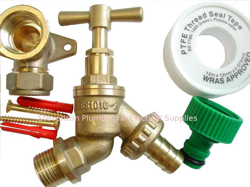 Outdoor Garden Tap Hose Union Bib Tap 1//2/" Brass Kit with Wall Plate Elbow