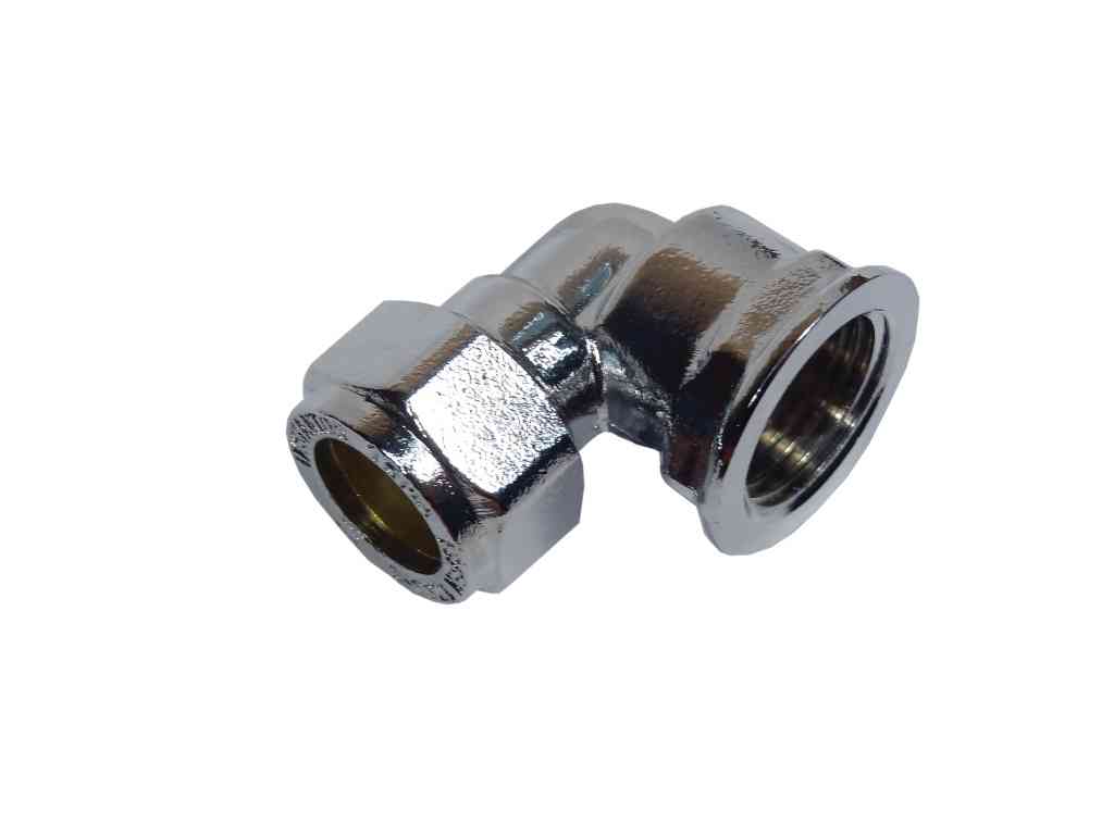 Chrome 15mm Compression x 1/2" BSP Male Iron Elbow 
